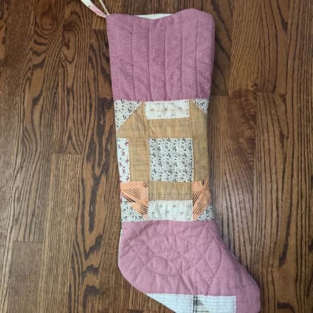 Vintage Quilt Christmas Stocking Set Extra Long 25” Floral Cottagecore Victorian - Picture 3 of 13